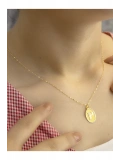 14 Ayar Altın Aynalı Oval P Harfli Kolye