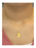 14 Ayar Altın Aynalı Oval T Harfli Kolye