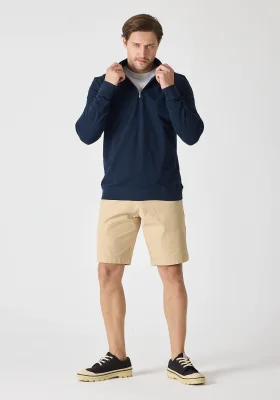 Erkek Dik Yaka Fermuarlı Sweatshirt - Lacivert