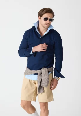 Erkek Polo Yaka Uzun Kollu Sweatshirt - Lacivert