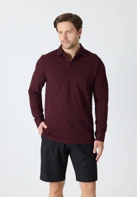 Erkek Uzun Kollu Polo Yaka Comfort Sweatshirt - Bordo