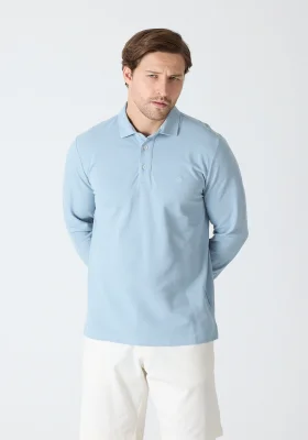Erkek Uzun Kollu Polo Yaka Comfort Sweatshirt - Fırtına