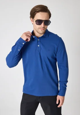 Erkek Uzun Kollu Polo Yaka Comfort Sweatshirt - İndigo