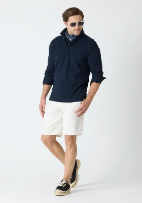 Erkek Uzun Kollu Polo Yaka Comfort Sweatshirt - Lacivert