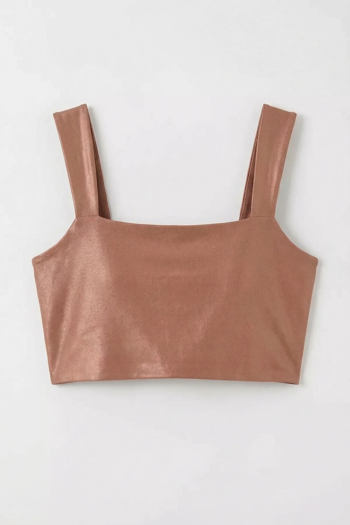 Kadın Camel Kalın Askılı Crop Top BLZ-00051