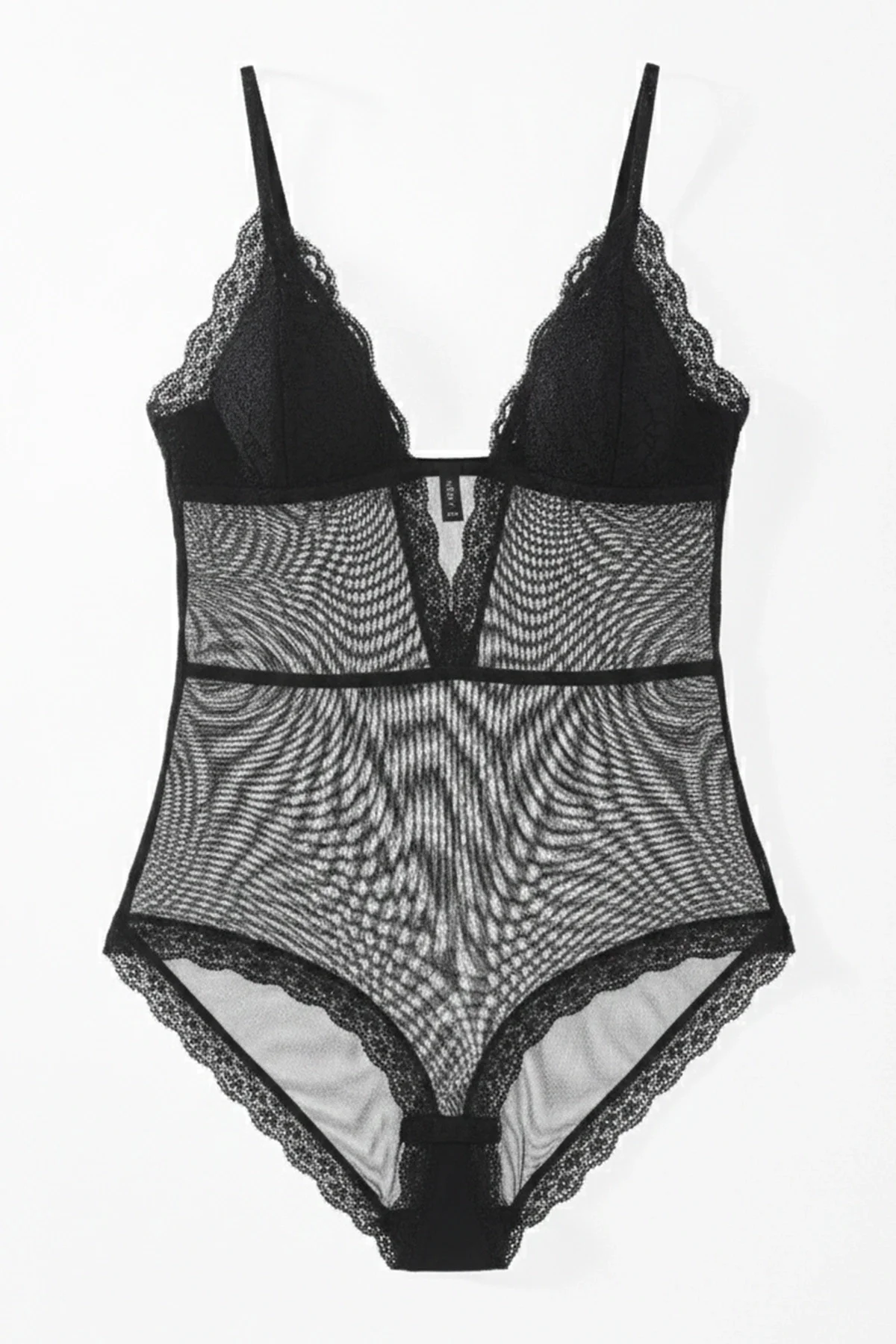 Siyah Çıtçıtlı Dantel Transparan Sırt İpli Bodysuit