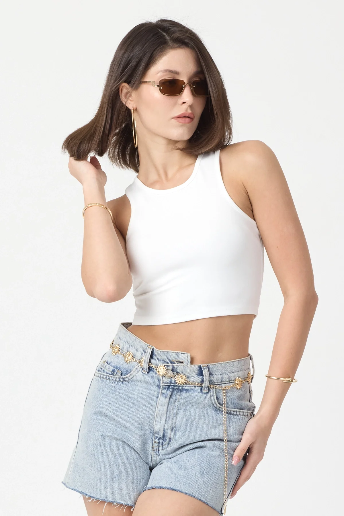 Kadın Beyaz Spor Crop Top BLZ-00188