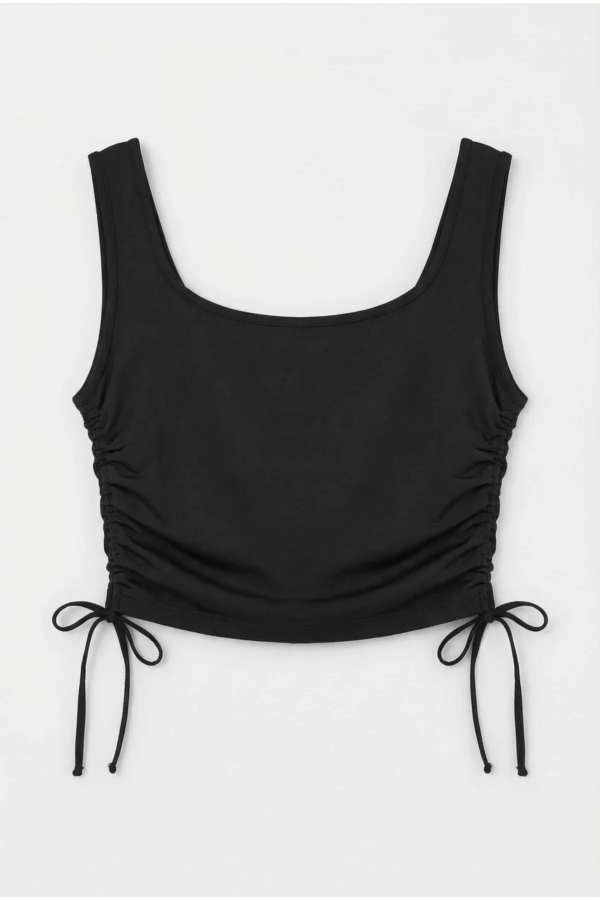 Kadın Siyah Yandan Ayarlanabilir Crop Bluz BLZ-00242