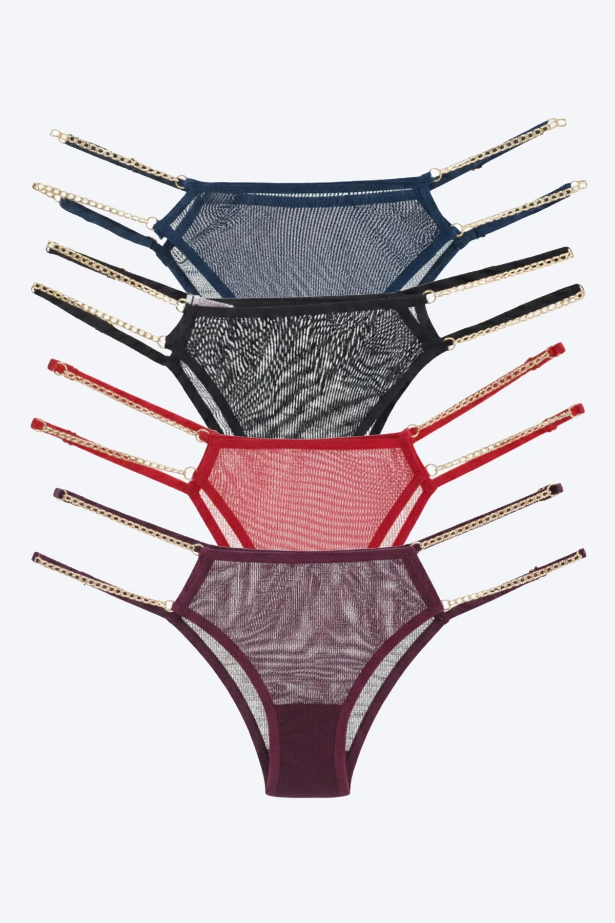 Tüllü Ayarlanabilir Lastikli Kadın Brezilya Külot 4lü