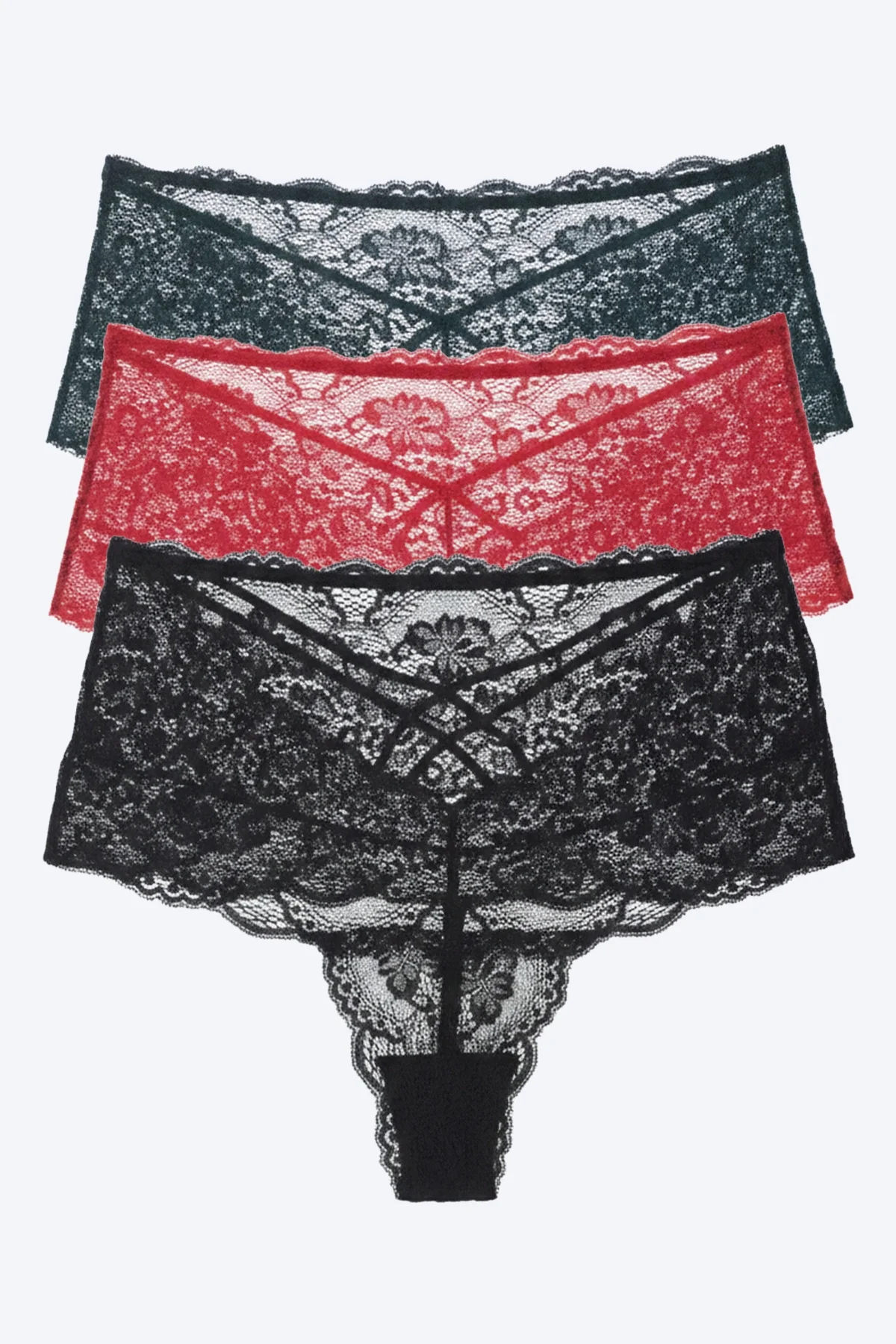 Tüllü Ayarlanabilir Lastikli Kadın Brezilya Külot 3lü