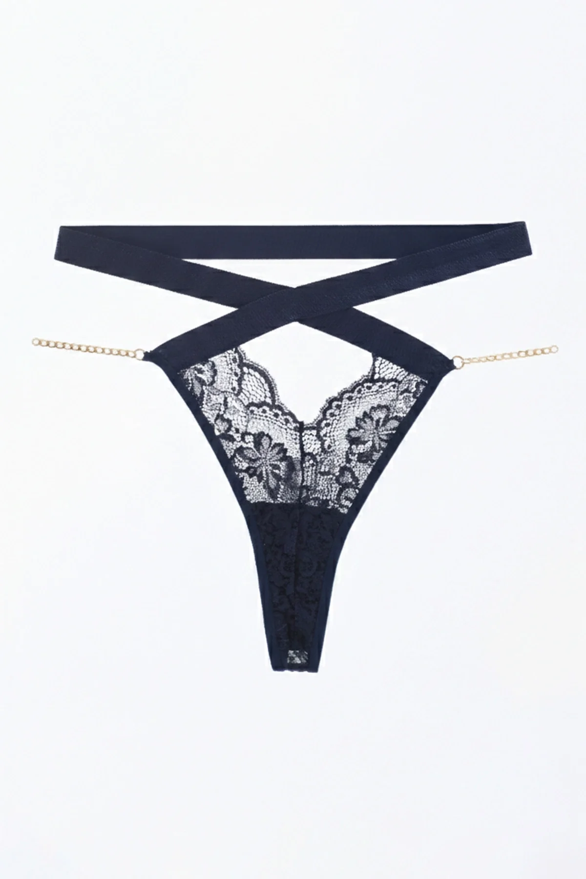 Dantelli Zincir Detaylı Kadın Tanga Külot 4lü