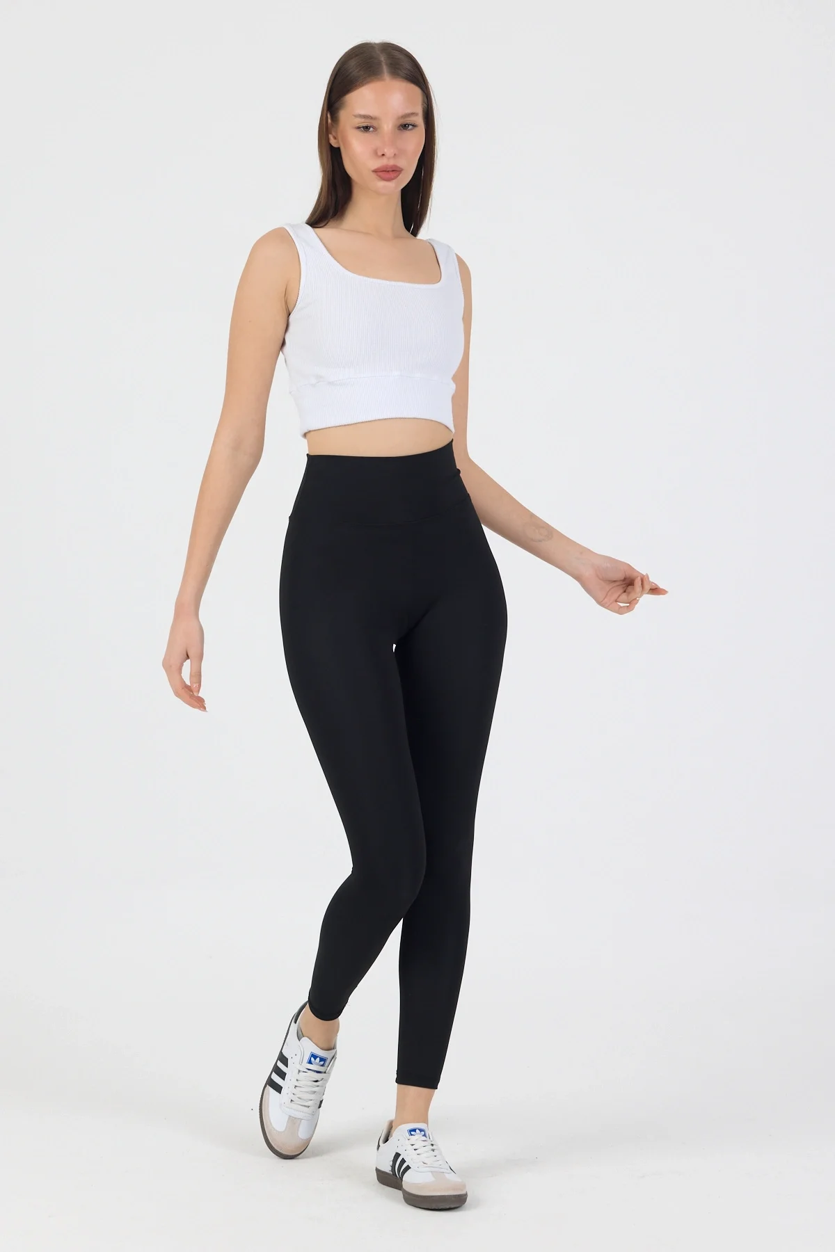 Kadın Yüksek Bel Toparlayıcı Siyah Spor Tayt