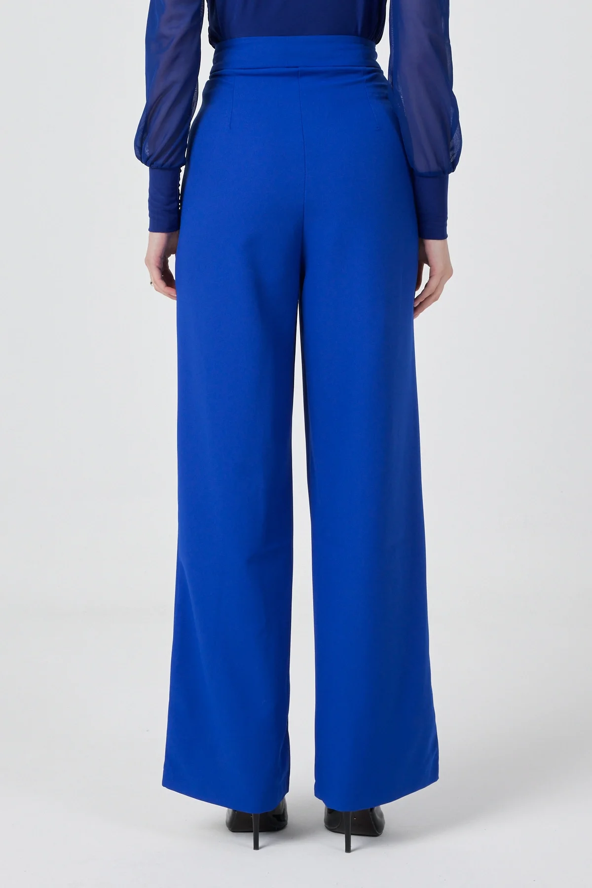 Kadın Yüksek Bel Palazzo Pantolon Mavi