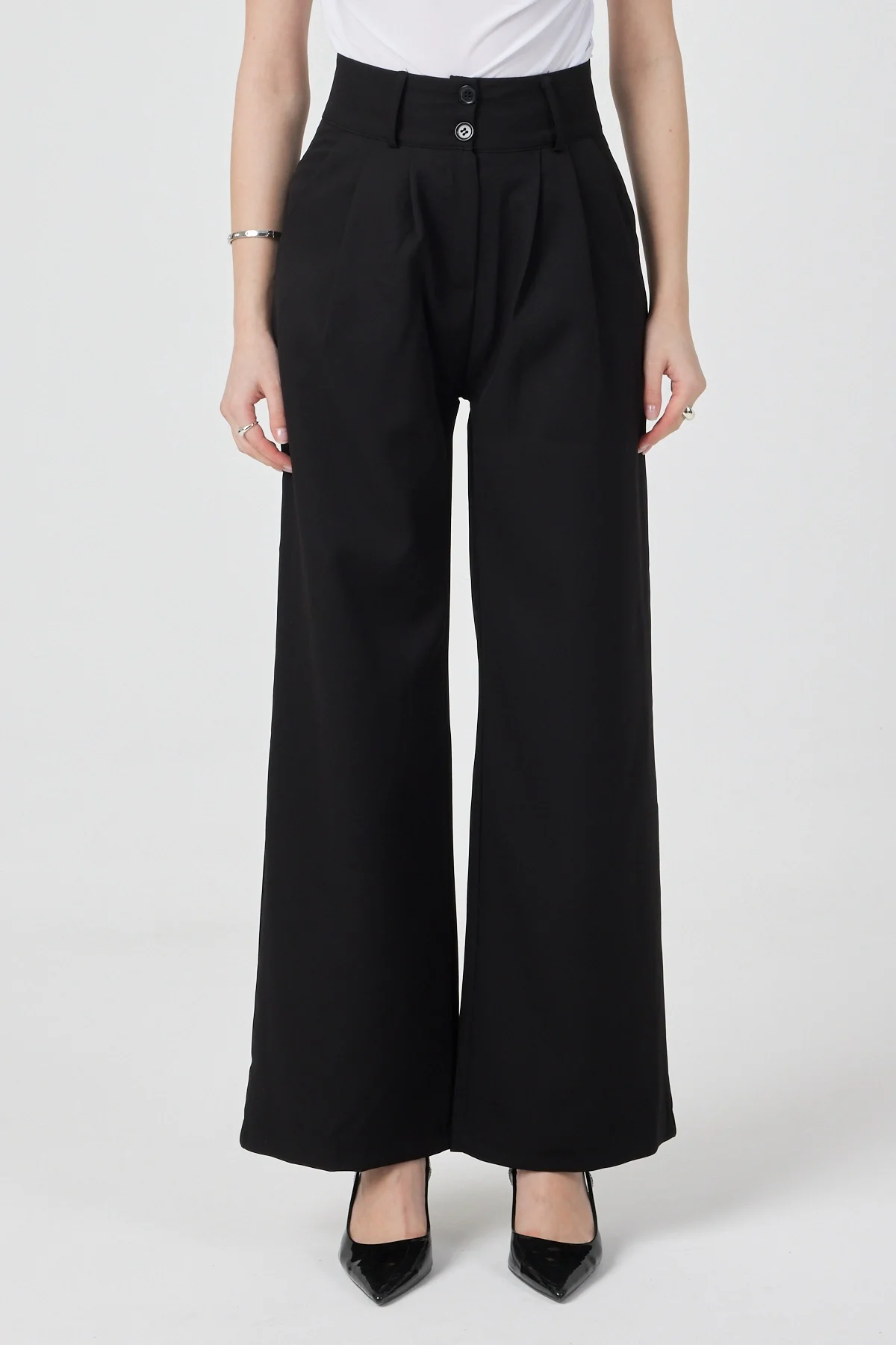 Kadın Yüksek Bel Palazzo Pantolon Siyah