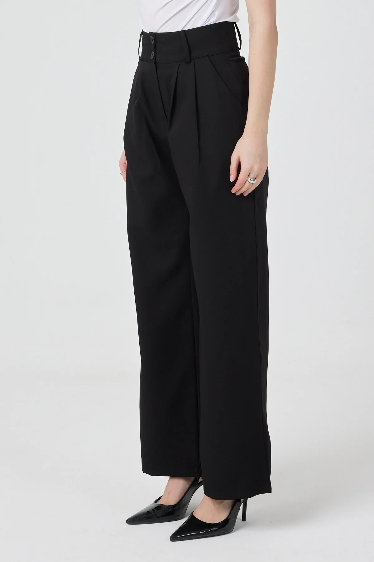 Kadın Yüksek Bel Palazzo Pantolon Siyah