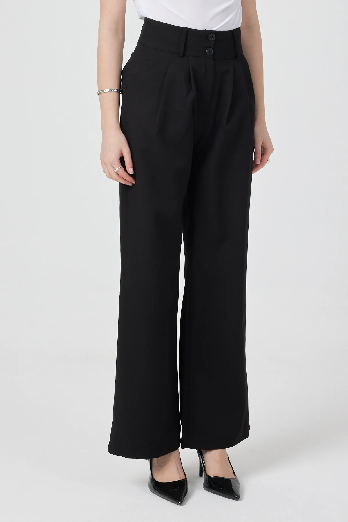 Kadın Yüksek Bel Palazzo Pantolon Siyah