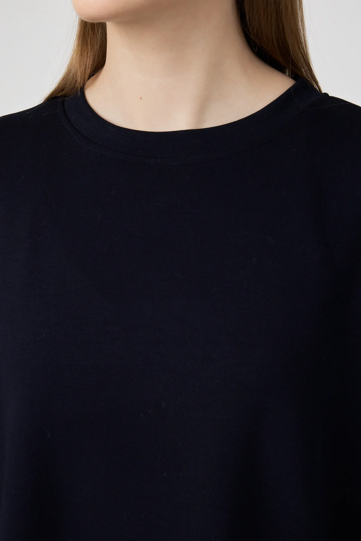 Kadın Lacivert Bisiklet Yaka Kadın Sweatshirt Tunik