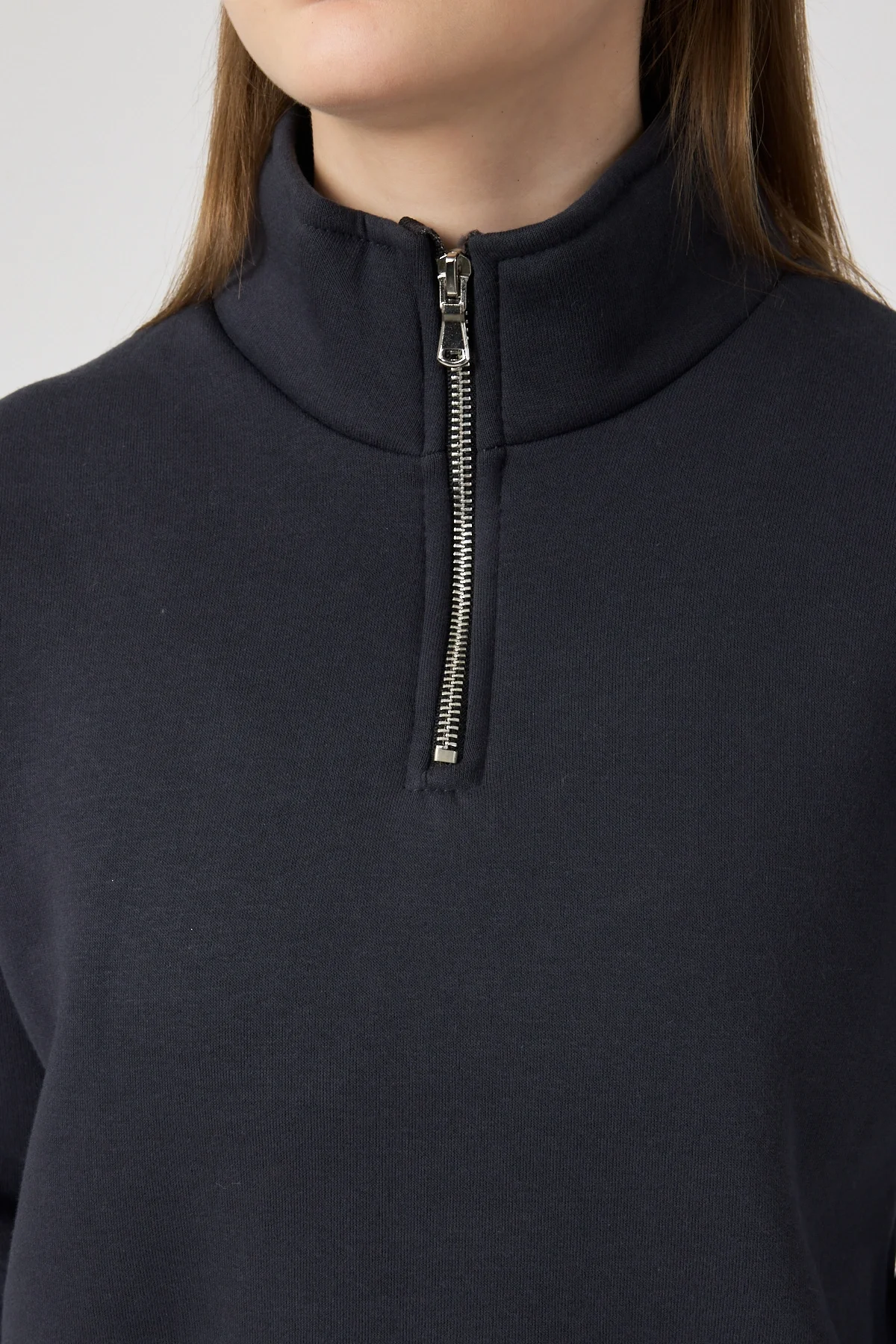 Kadın 3 İplik Lastikli Fermuar Dik Yaka Füme Eşofman Takımı