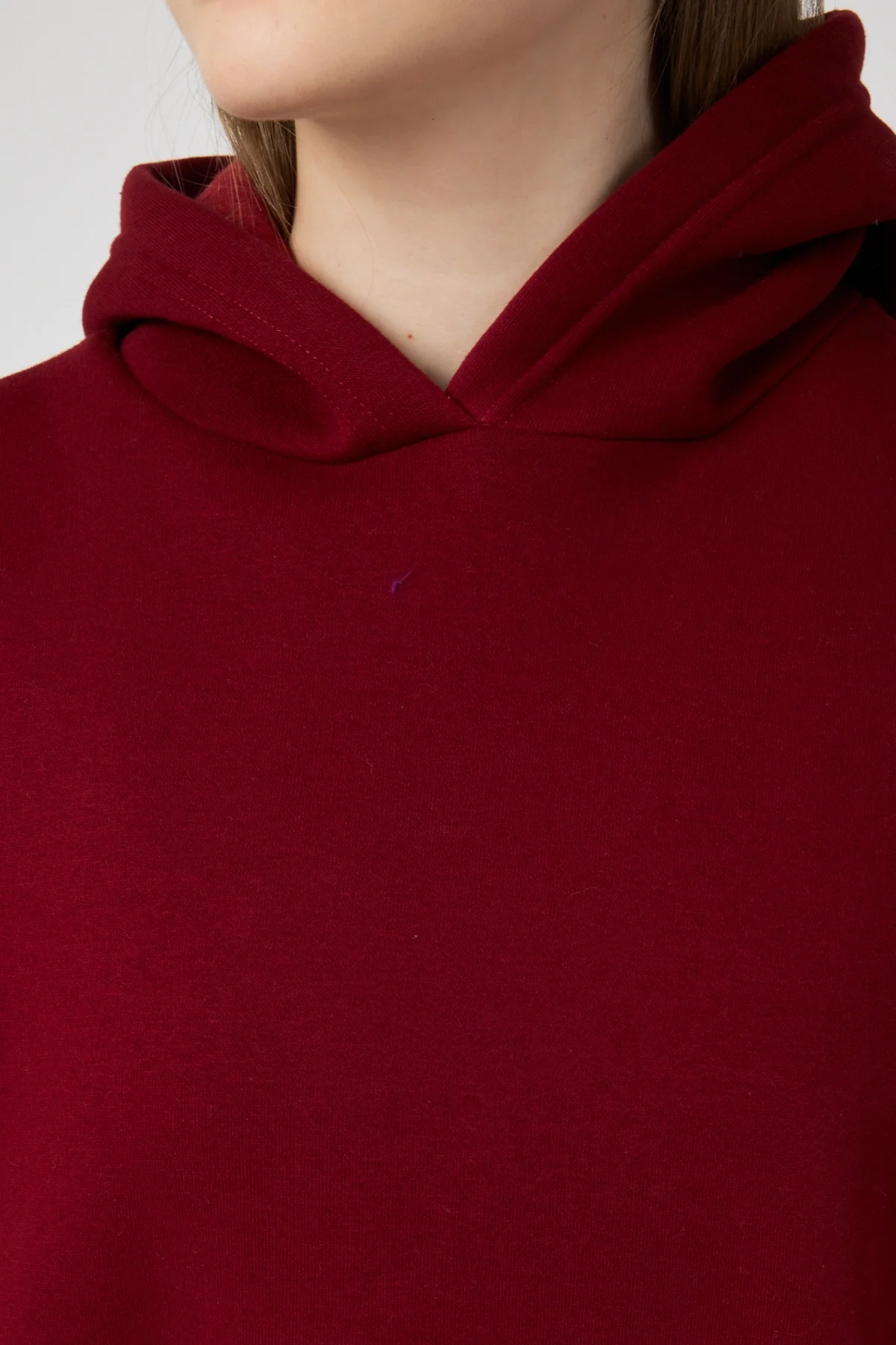 Kadın 3 İplik Lastikli Kapüşonlu Eşofman Takımı Bordo