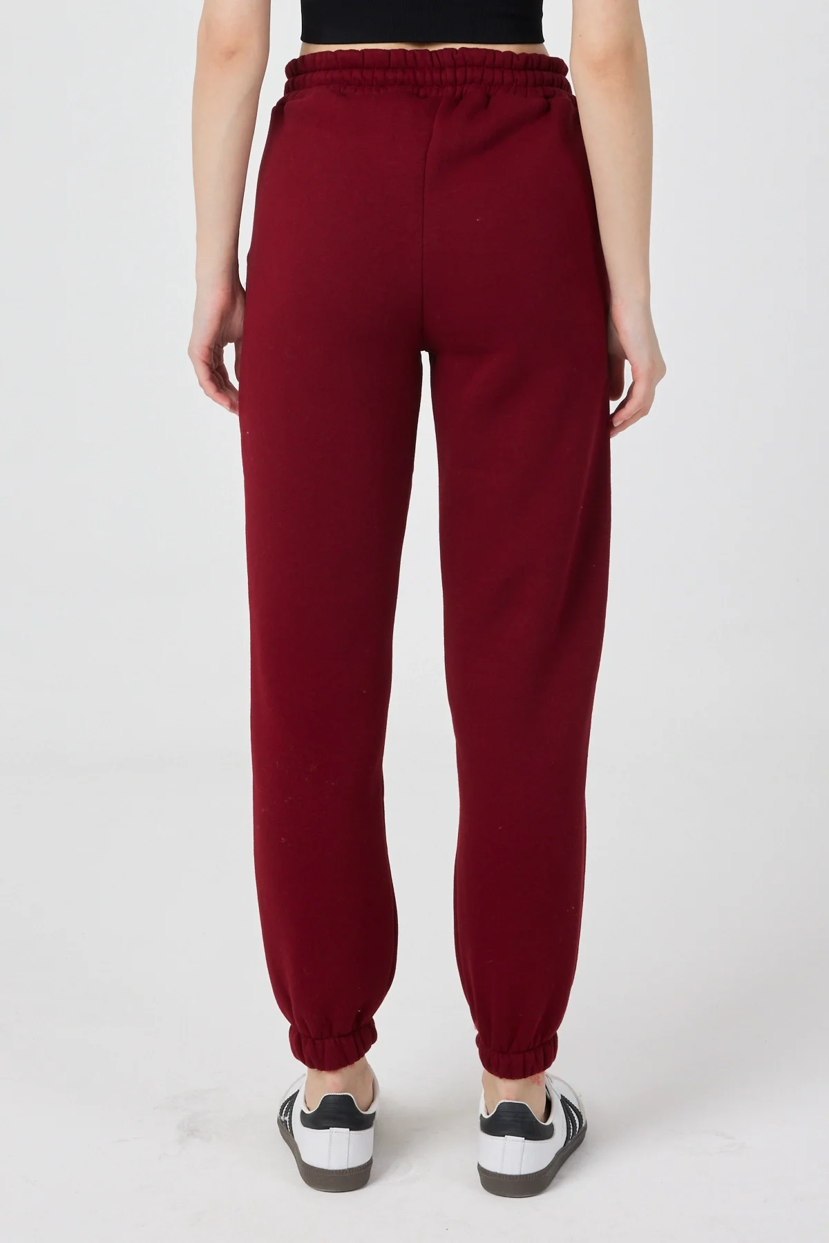 Kadın 3 İplik Lastikli Kapüşonlu Eşofman Takımı Bordo