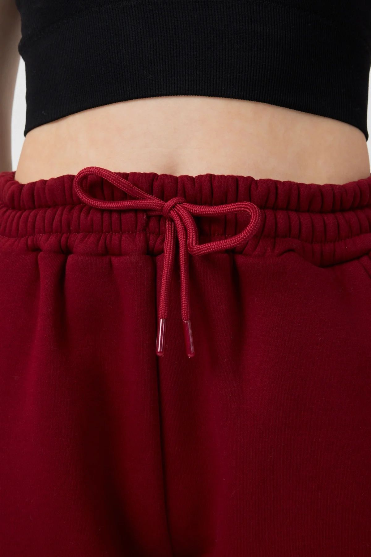 Kadın 3 İplik Lastikli Kapüşonlu Eşofman Takımı Bordo