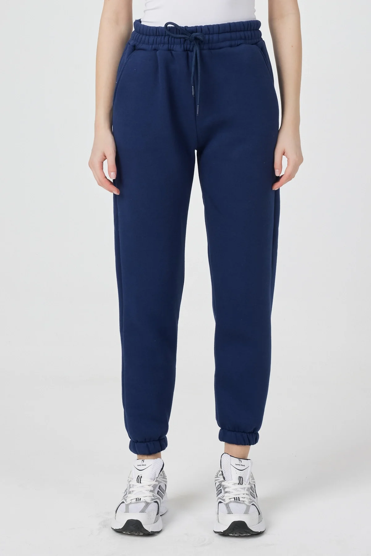 Kadın 3 İplik Lastikli Kapüşonlu Eşofman Takımı Lacivert