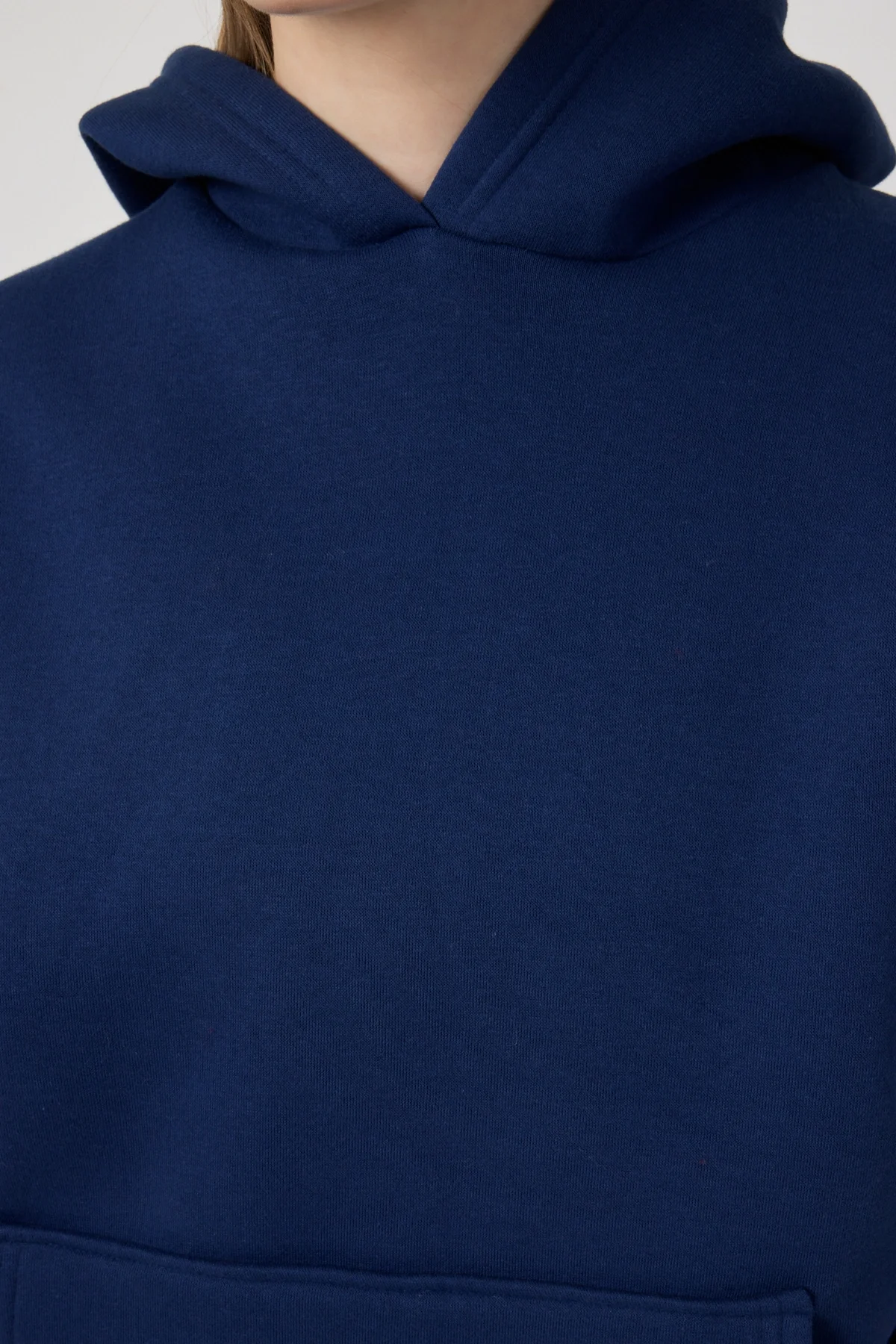 Kadın 3 İplik Lastikli Kapüşonlu Eşofman Takımı Lacivert