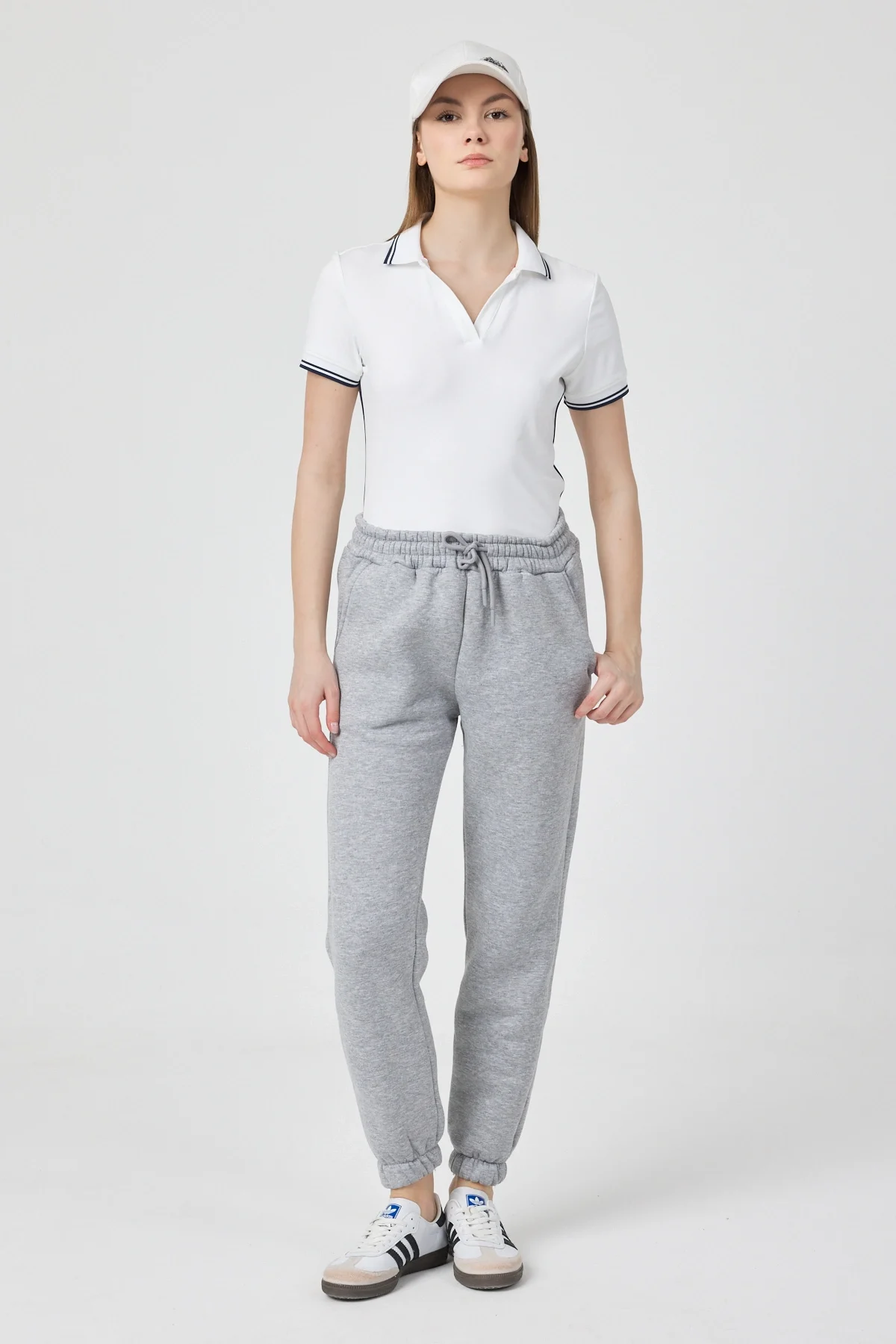 Kadın 3 İplik Lastikli Eşofman Takımı Gri