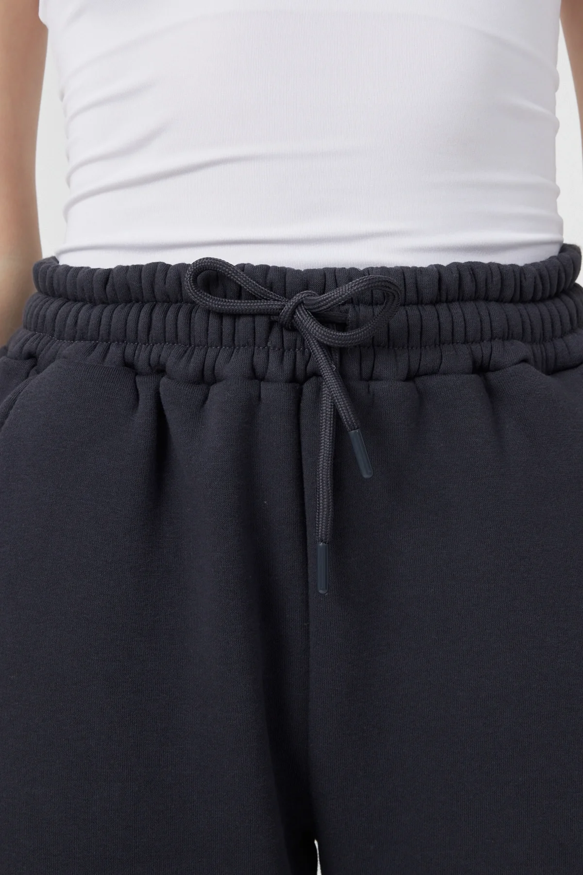 Kadın 3 İplik Lastikli Fermuar Dik Yaka Füme Eşofman Takımı