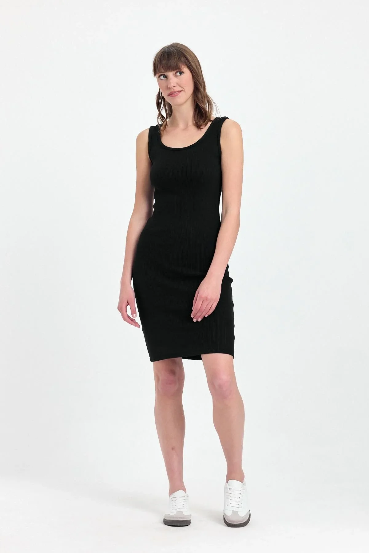 Kadın Mini Bodycon Kolsuz Siyah Elbise