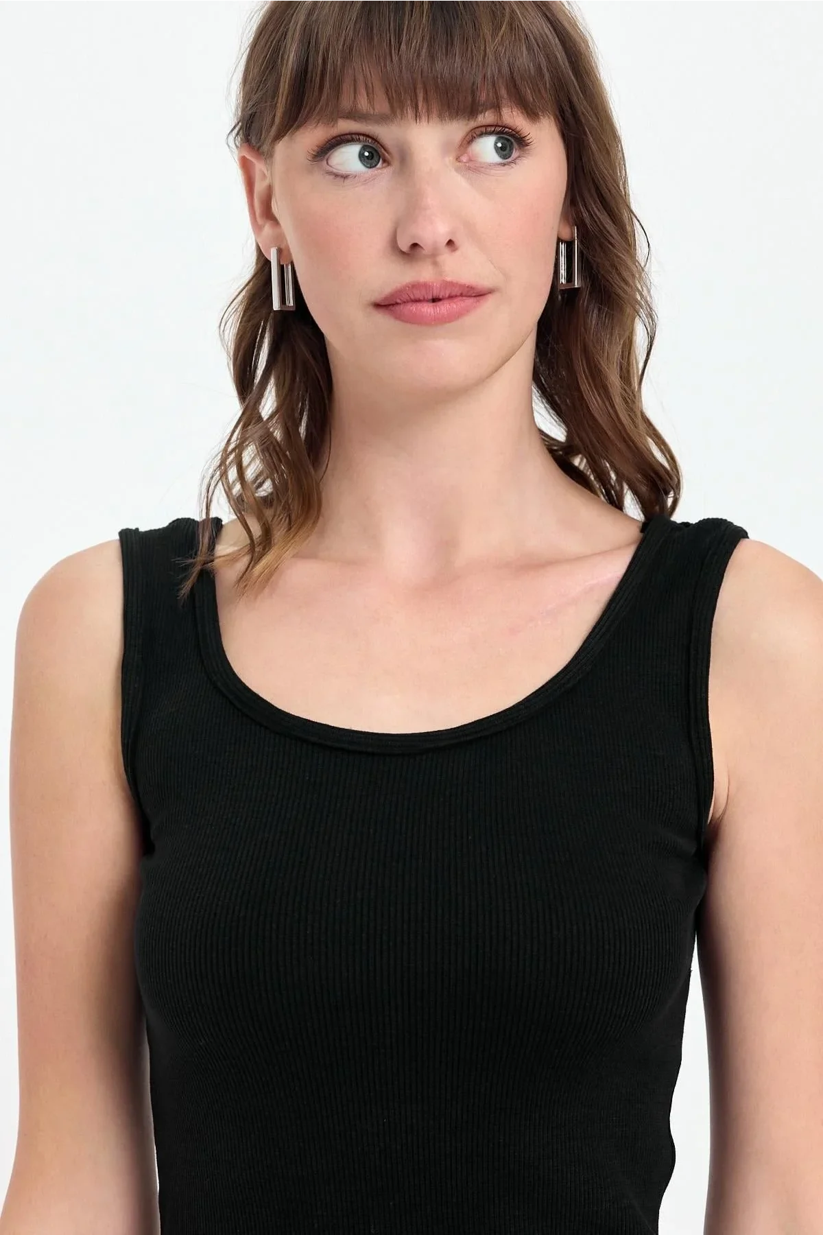 Kadın Mini Bodycon Kolsuz Siyah Elbise