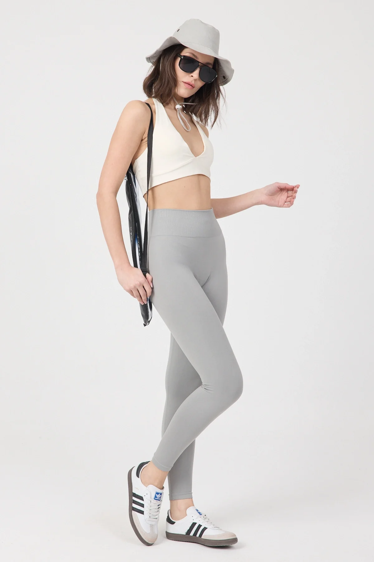 Kadın Yüksek Bel Toparlayıcı Seamless Gri Tayt