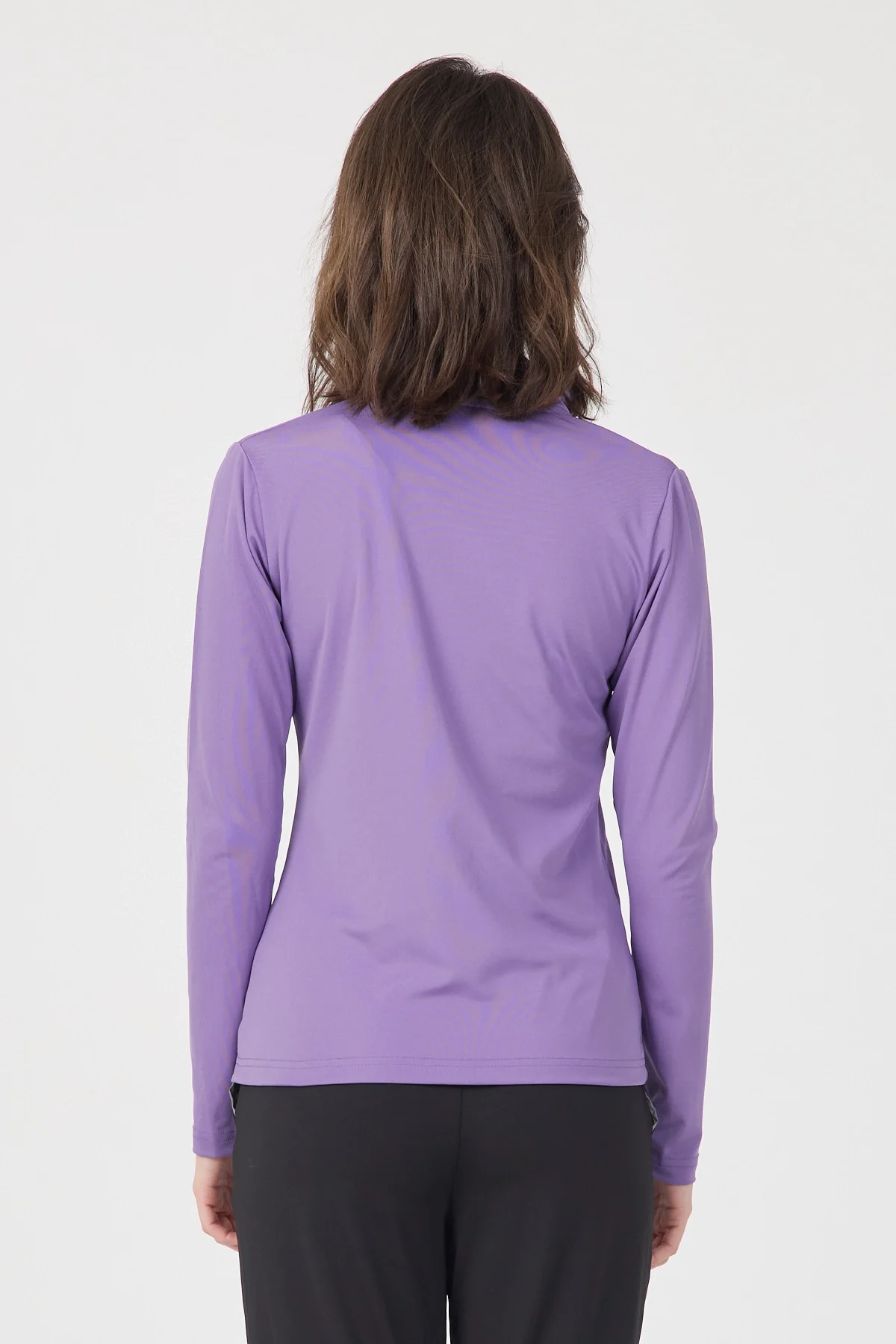 Kadın Mor Fermuarlı Dik Yaka Spor Ceket ve Siyah Jogger Alt Eşofman Takımı