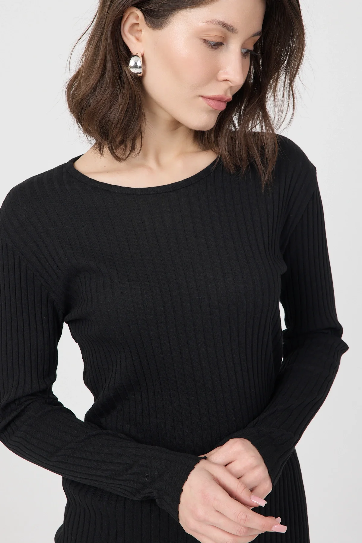 Kadın Mevsimlik Uzun Kollu Fitilli Siyah Pijama Takımı