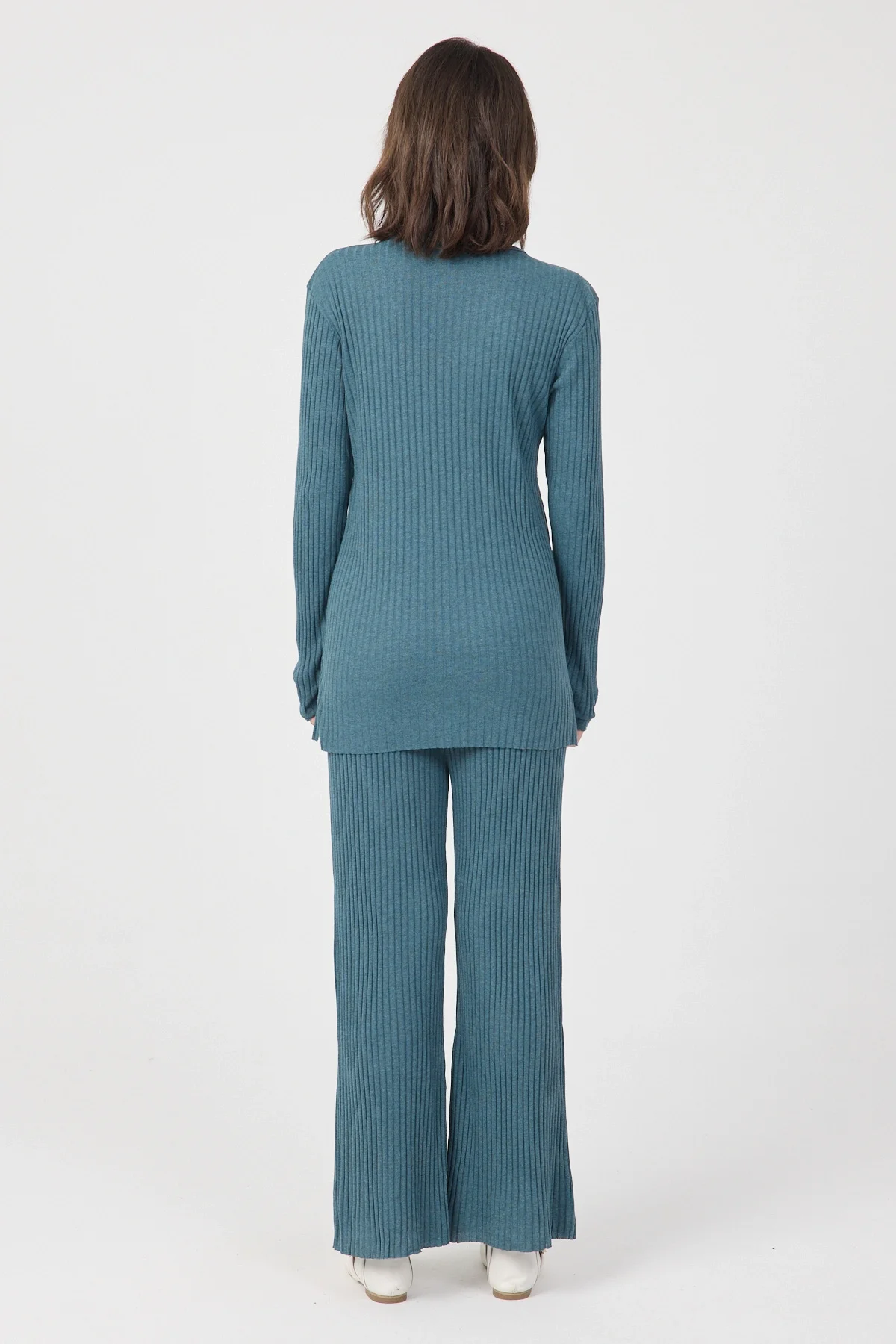 Kadın Mevsimlik Uzun Kollu Fitilli Petrol Yeşili Pijama Takımı