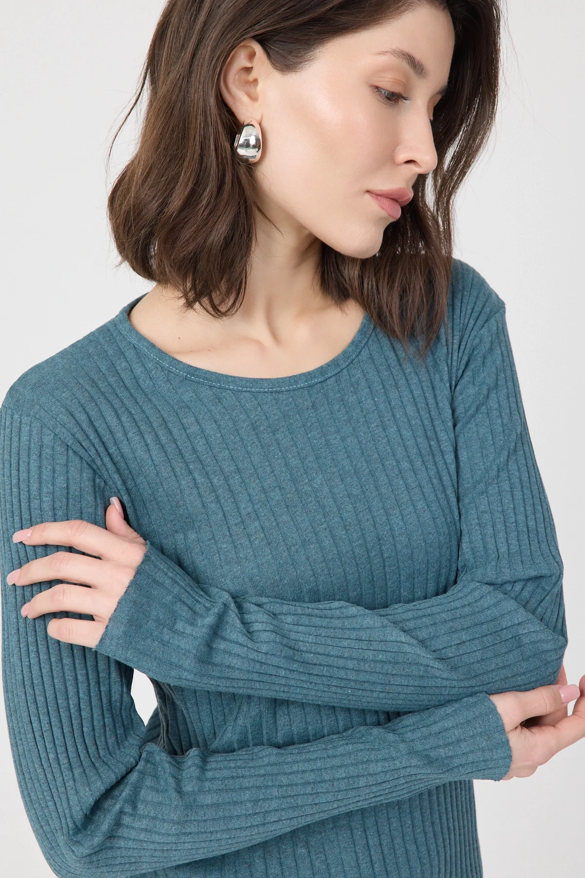 Kadın Mevsimlik Uzun Kollu Fitilli Petrol Yeşili Pijama Takımı