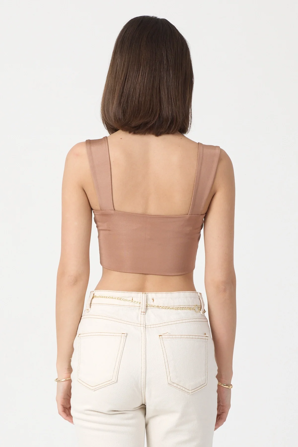 Kadın Camel Kalın Askılı Crop Top BLZ-00051
