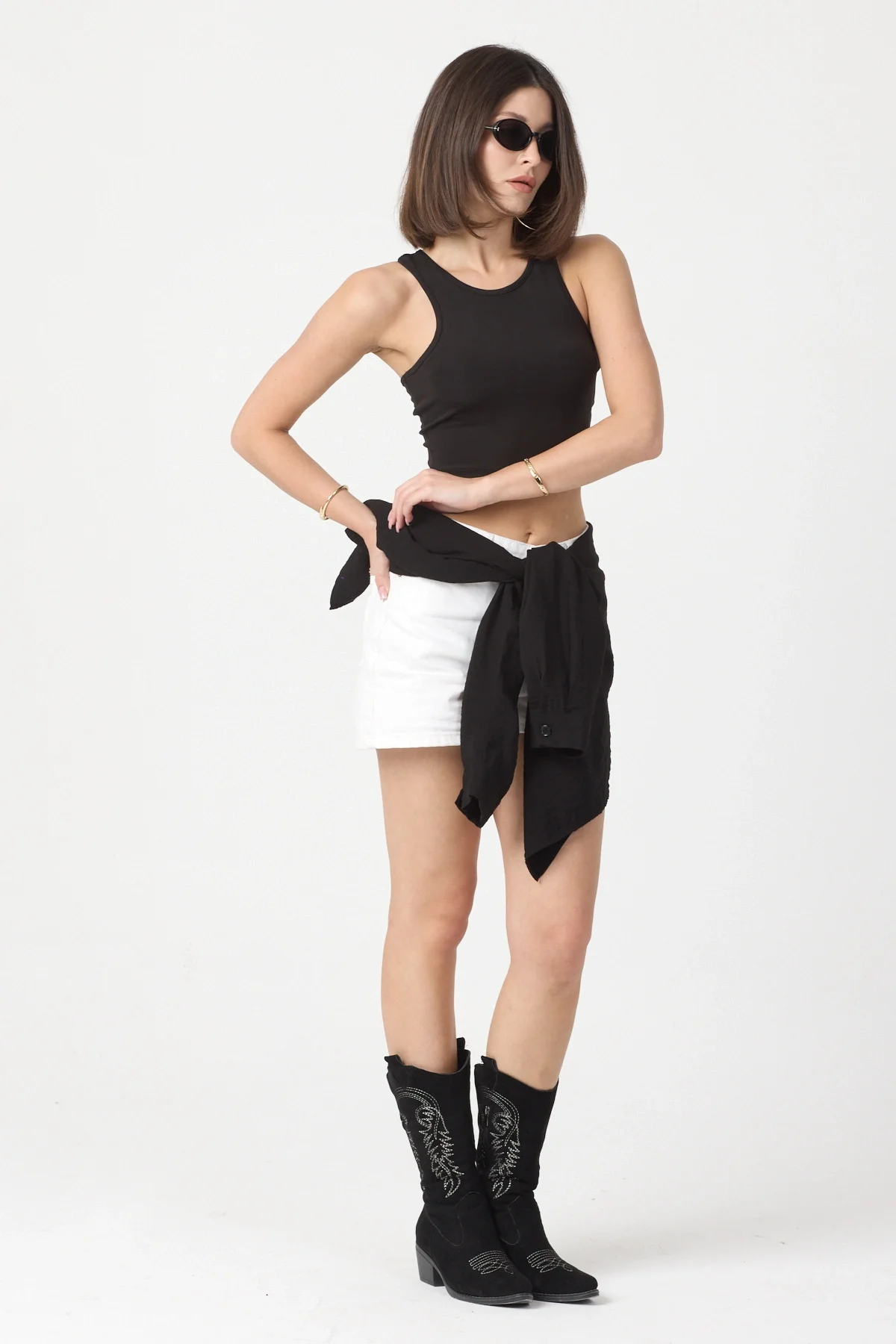 Kadın Siyah Spor Crop Top BLZ-00188