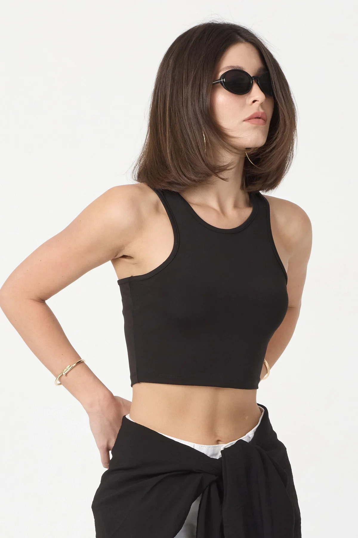 Kadın Siyah Spor Crop Top BLZ-00188