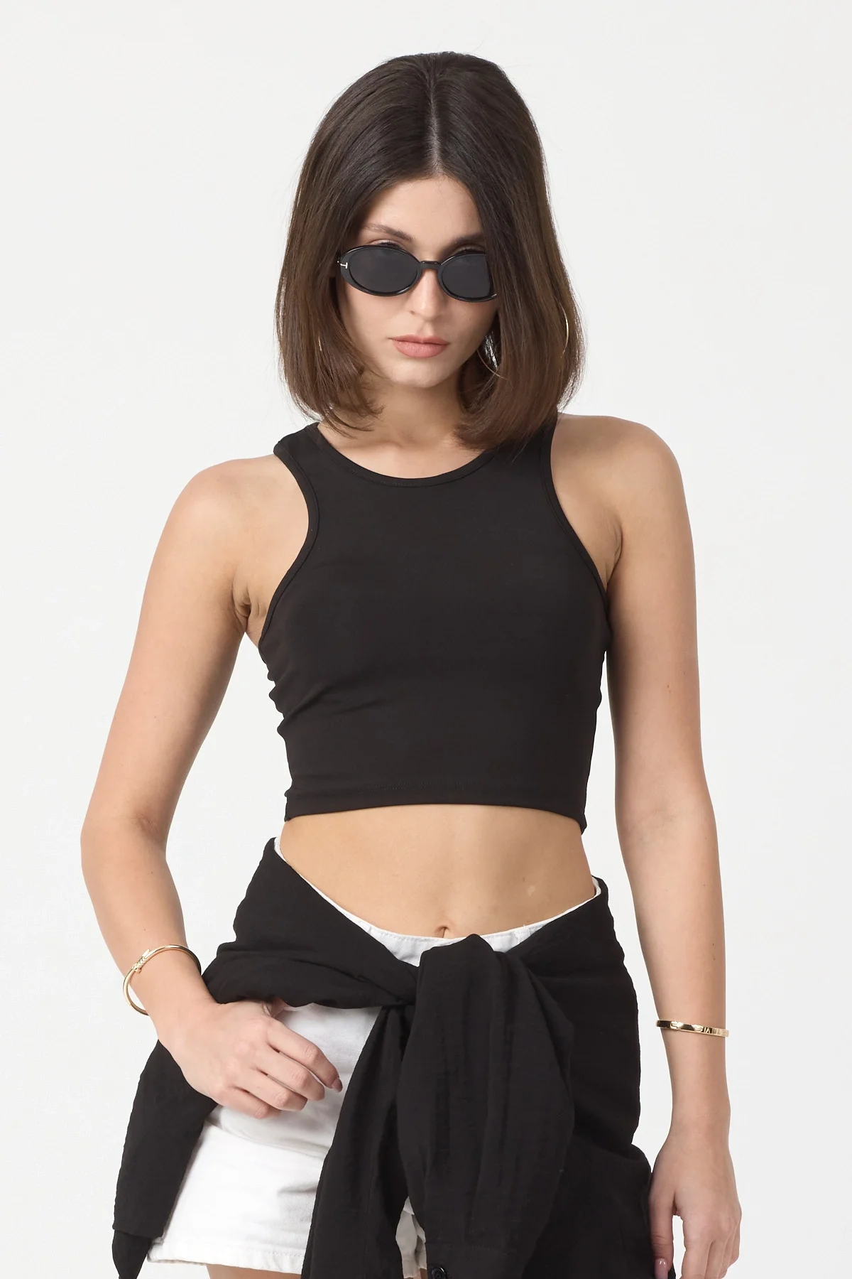 Kadın Siyah Spor Crop Top BLZ-00188
