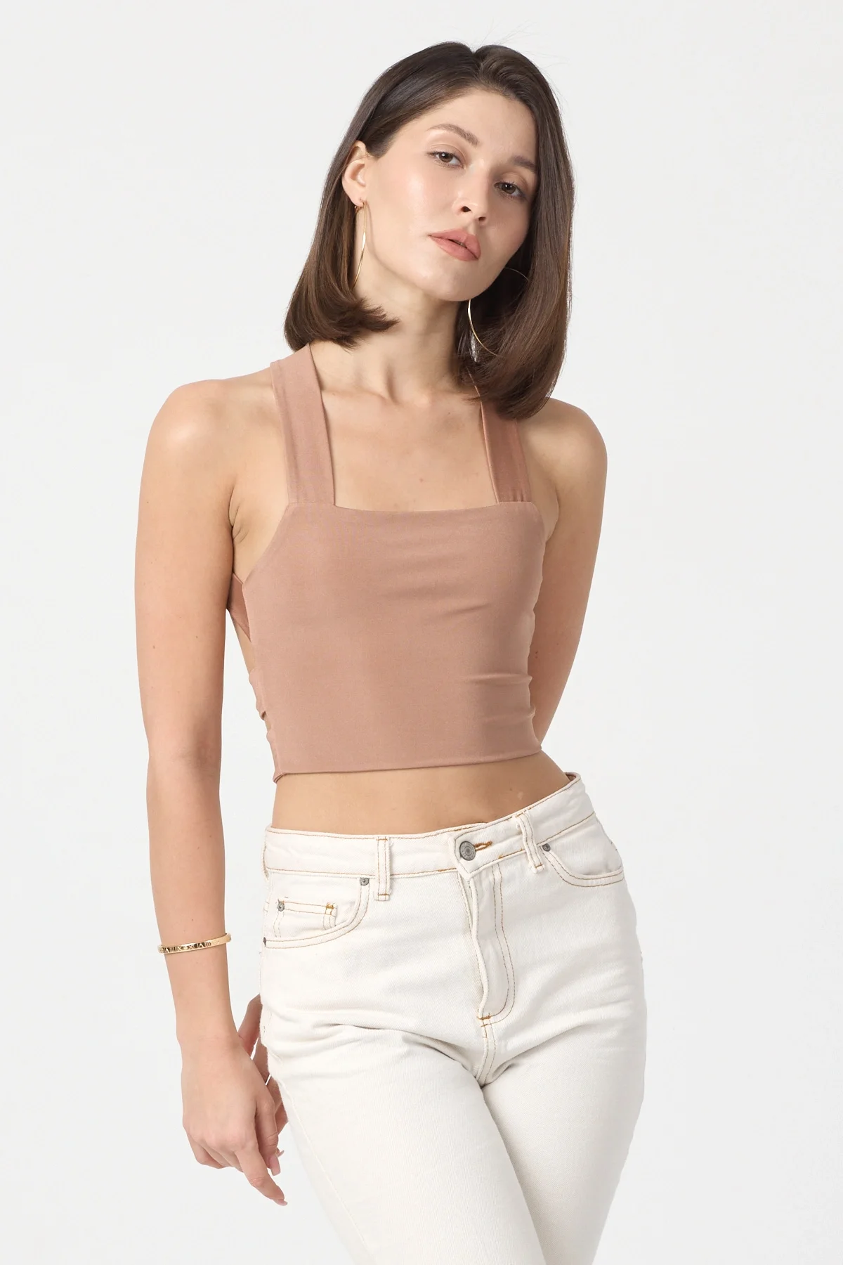 Kadın Camel Sırt Detaylı Crop Top BLZ-00099