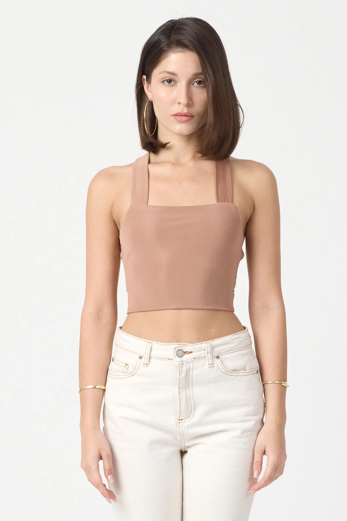 Kadın Camel Sırt Detaylı Crop Top BLZ-00099