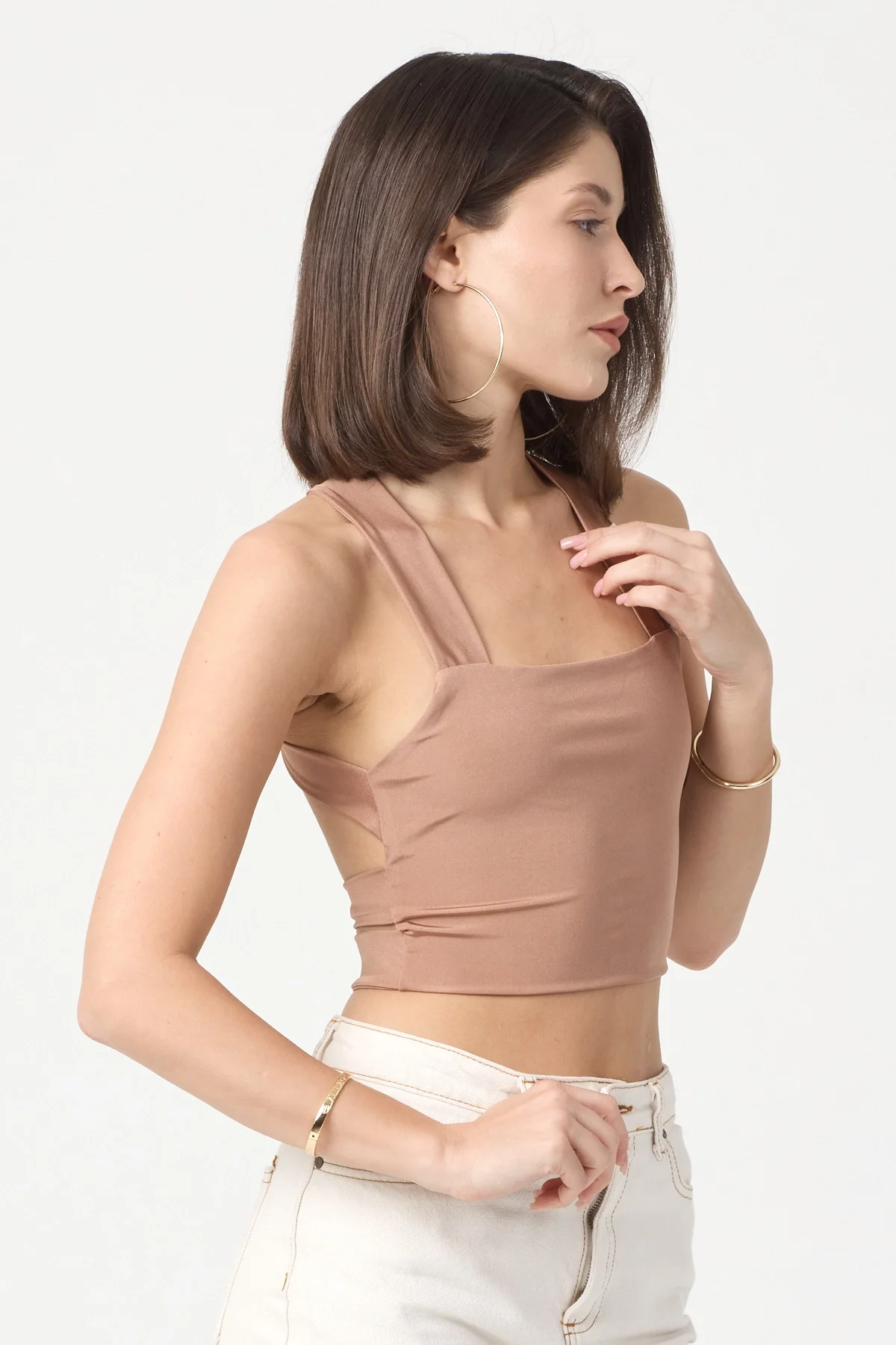 Kadın Camel Sırt Detaylı Crop Top BLZ-00099