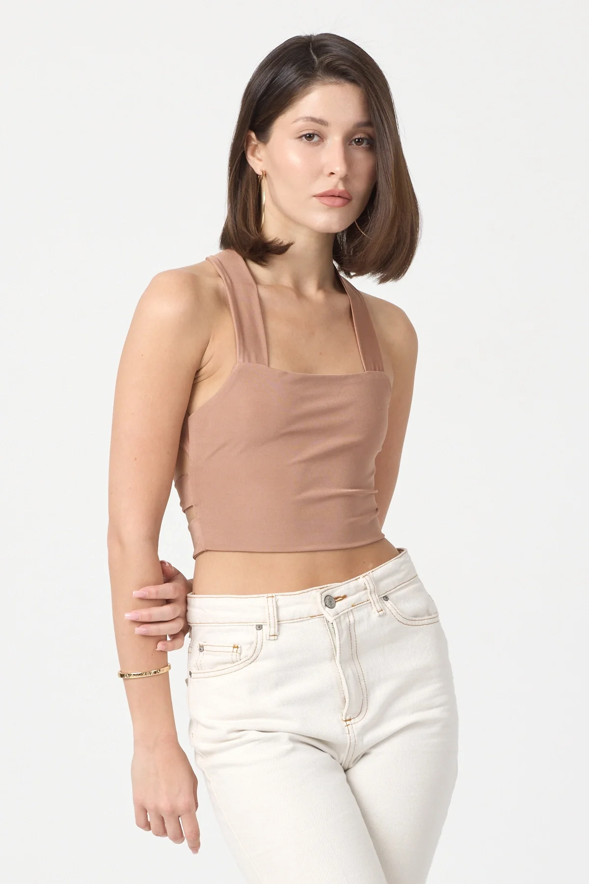 Kadın Camel Sırt Detaylı Crop Top BLZ-00099