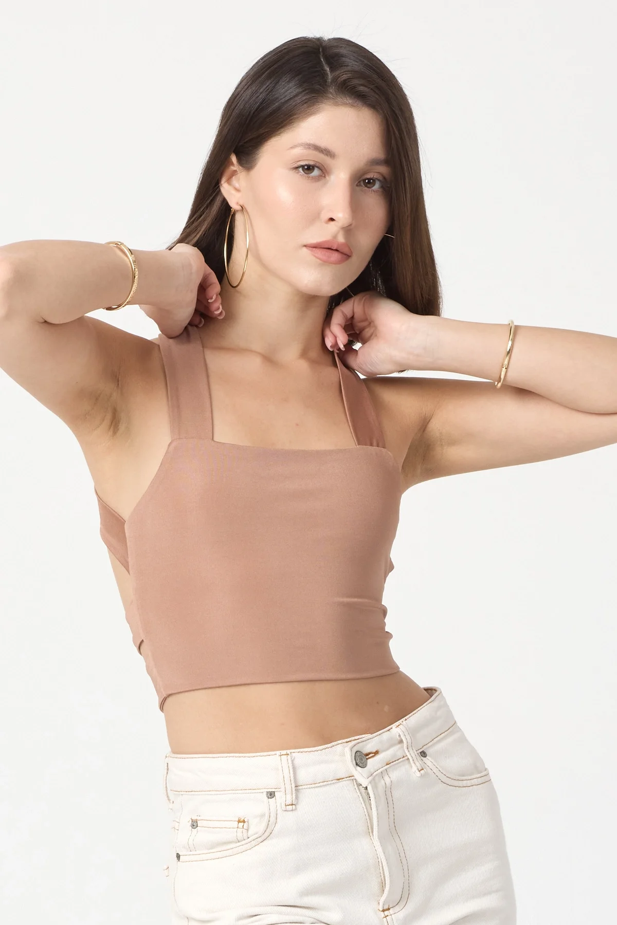 Kadın Camel Sırt Detaylı Crop Top BLZ-00099