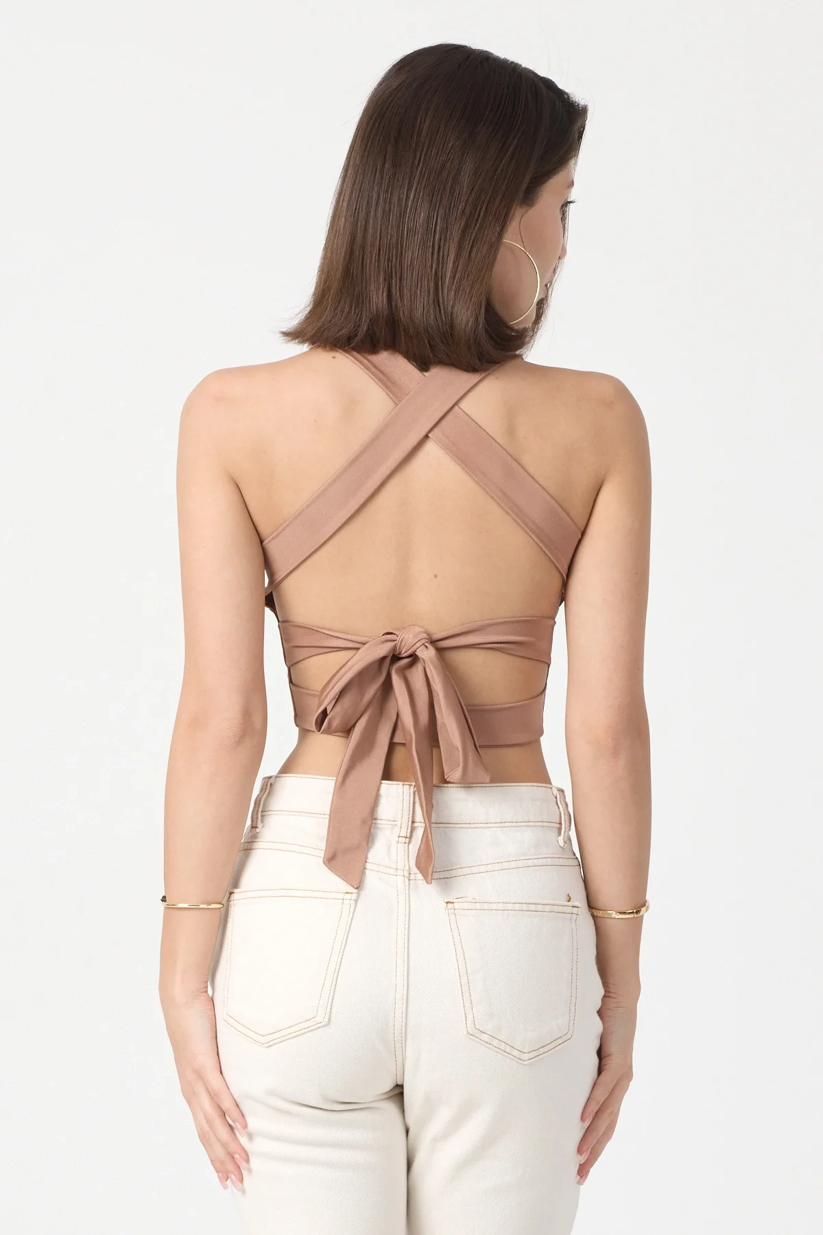 Kadın Camel Sırt Detaylı Crop Top BLZ-00099