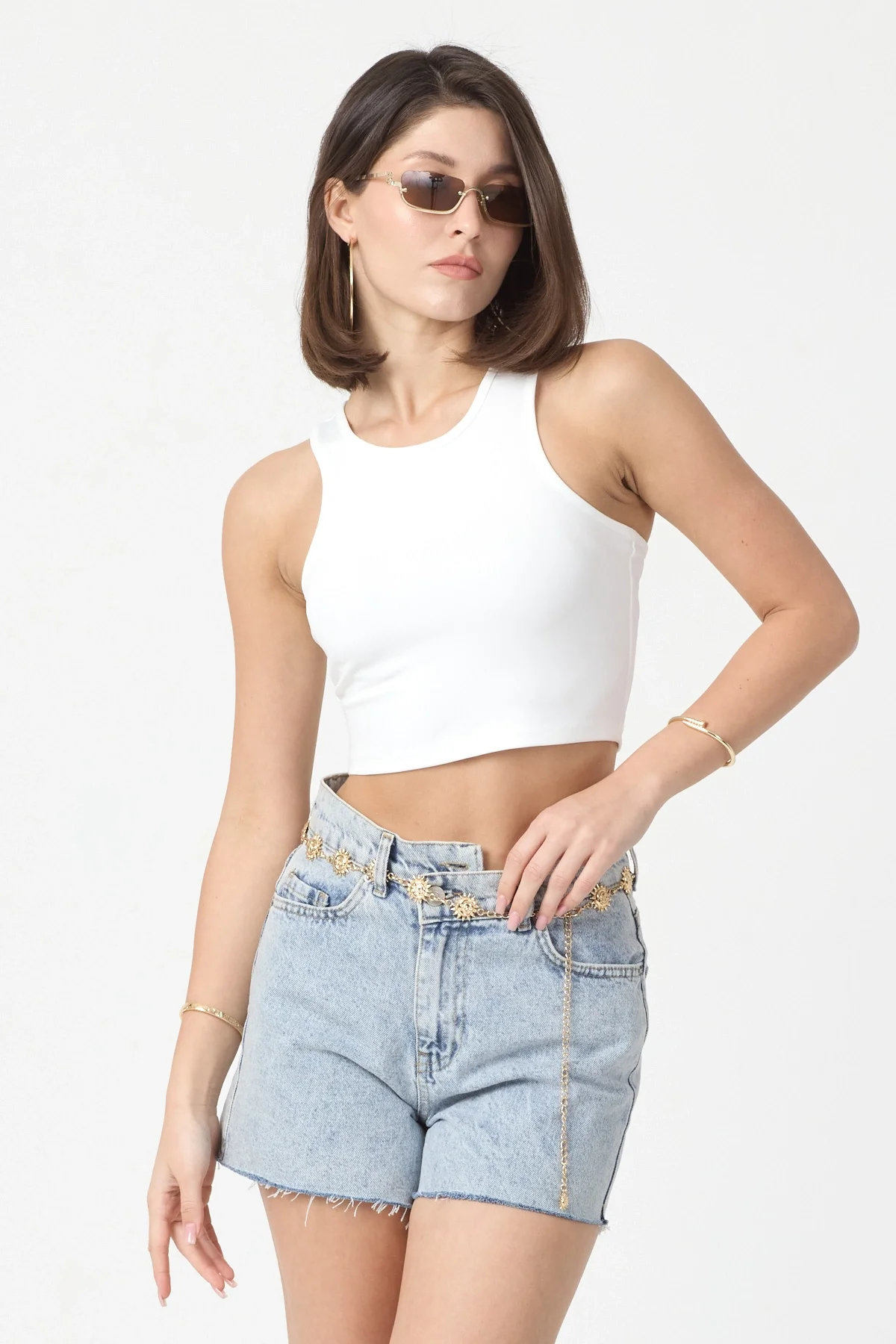 Kadın Beyaz Spor Crop Top BLZ-00188