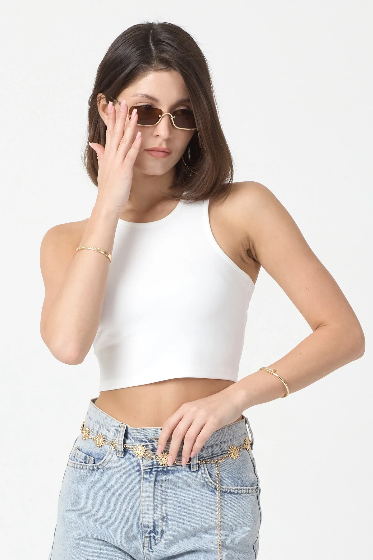 Kadın Beyaz Spor Crop Top BLZ-00188