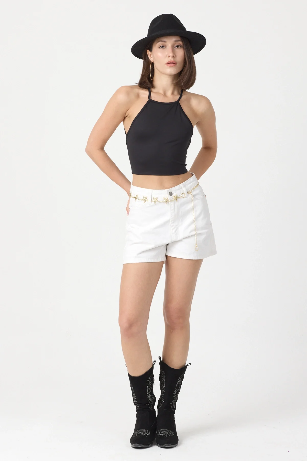 Kadın Siyah Sırtı Açık Crop Top BLZ-00254