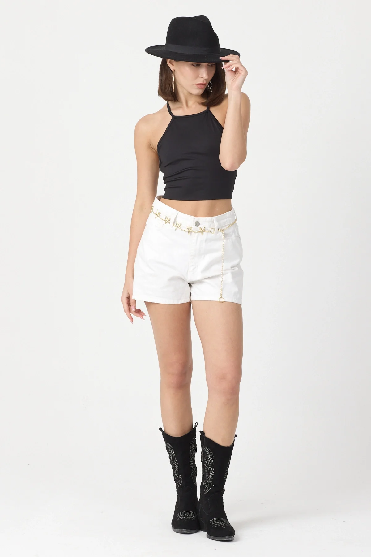 Kadın Siyah Sırtı Açık Crop Top BLZ-00254